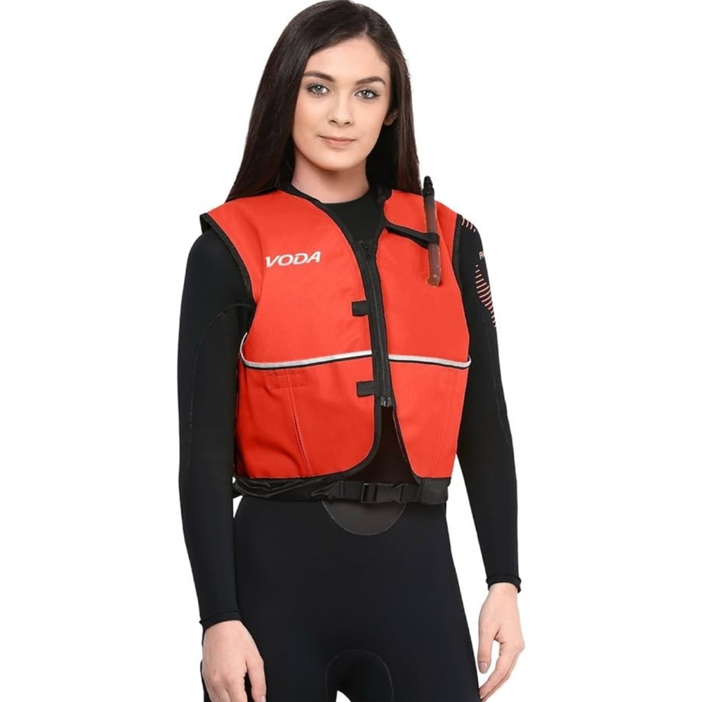 Phantom Aquatics Jacket Style Zippered Orange & Black Snorkel Vest Size Medium